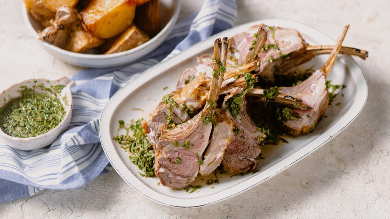 Lamb rack with homemade mint sauce