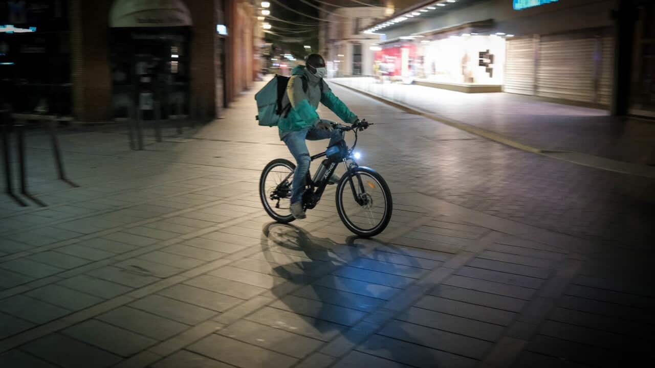 A food delivery rider