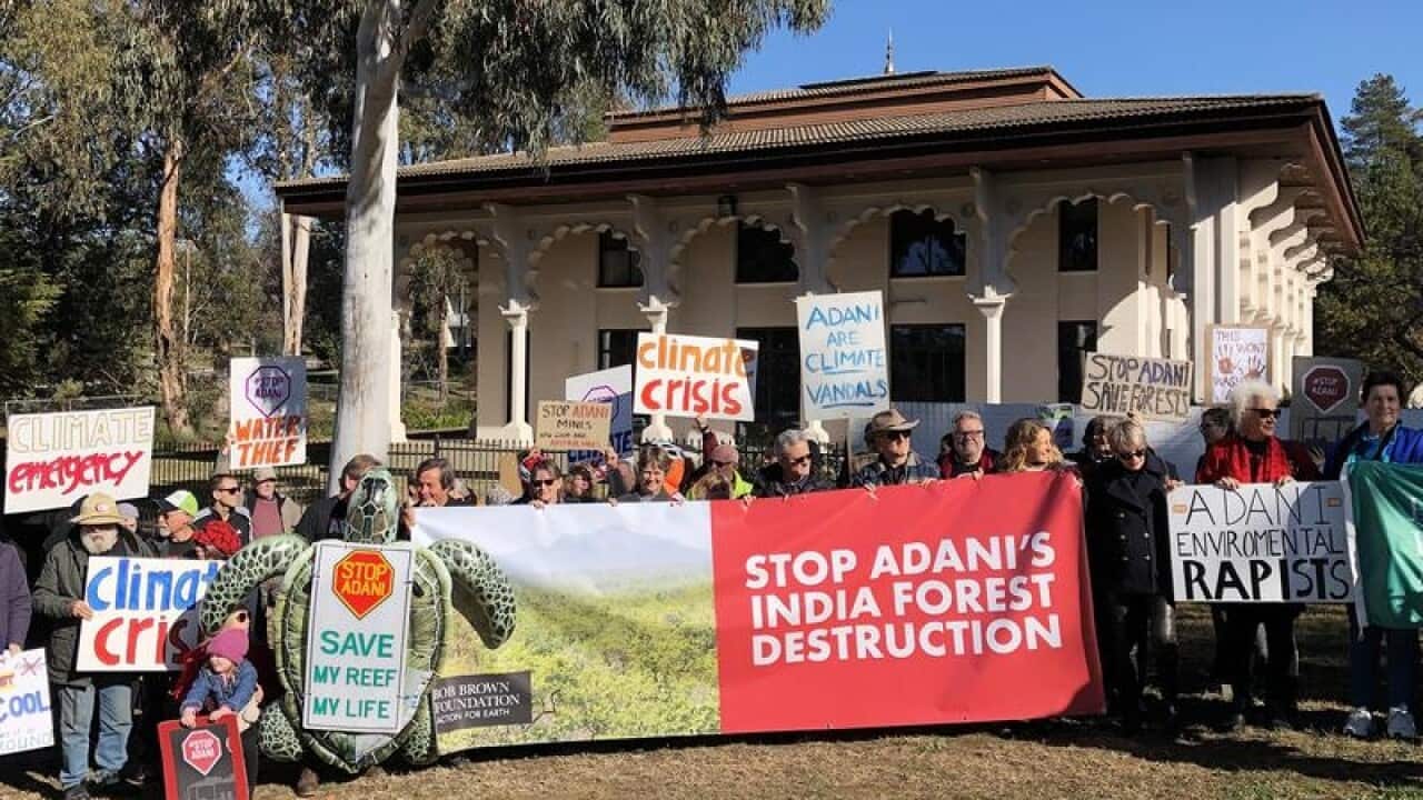The 'stop Adani' campaign holds a vigil