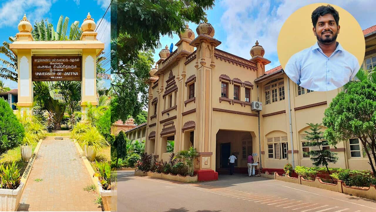 University of Jaffna, inset: A Vijayakumar