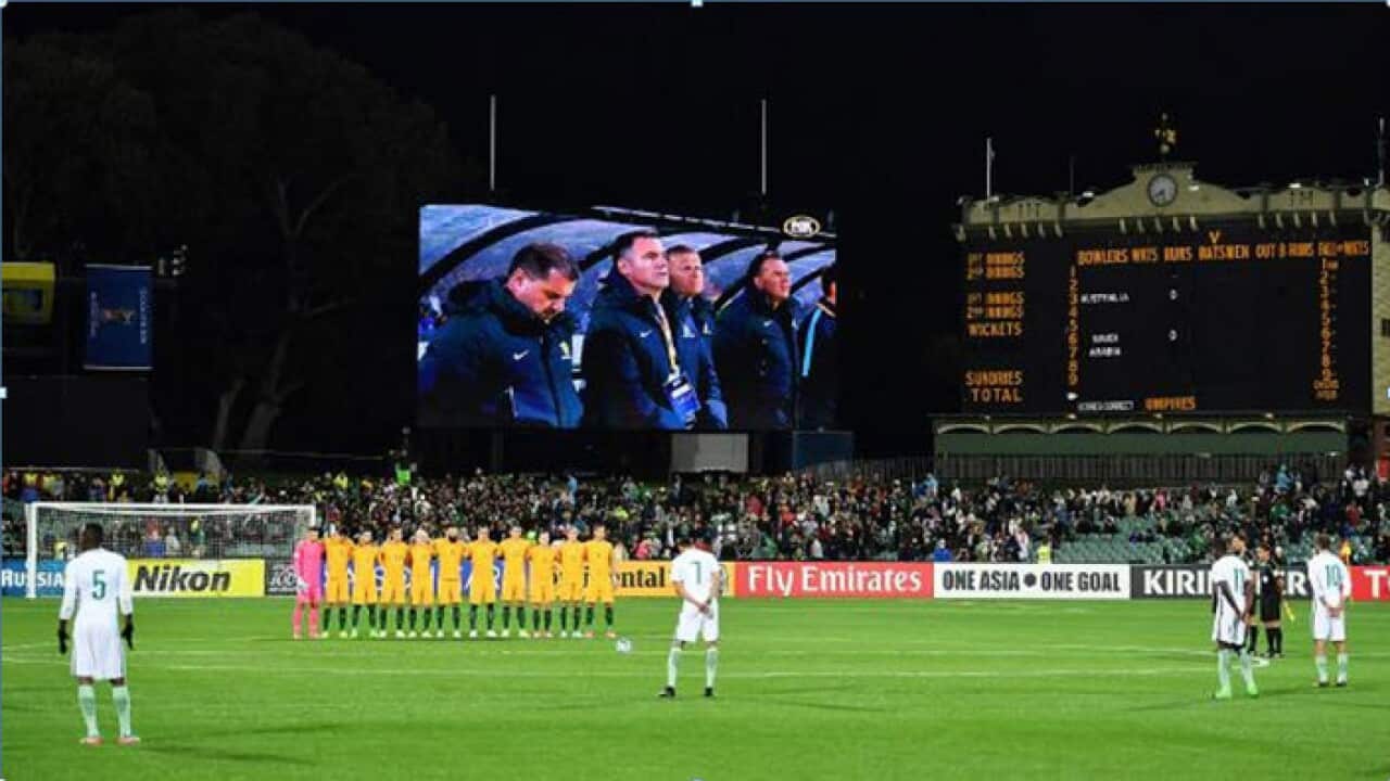 Australia - Saudi Arabia in Adelaide 2017. Minute of silence