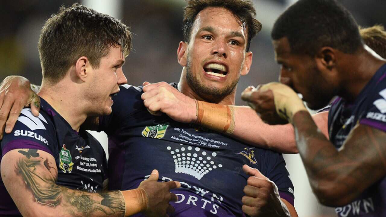 Will Chambers of the Storm (C) celebrates with teammates