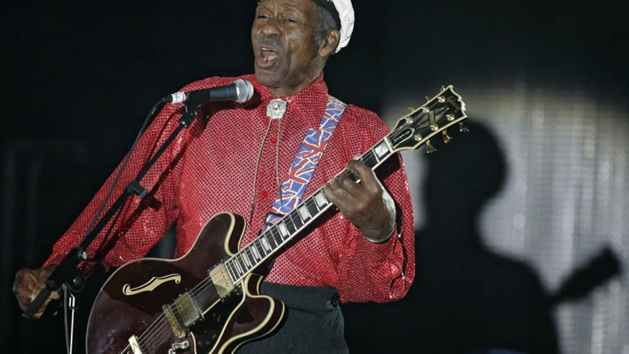 Chuck Berry performs during the "Rose Ball" in Monaco