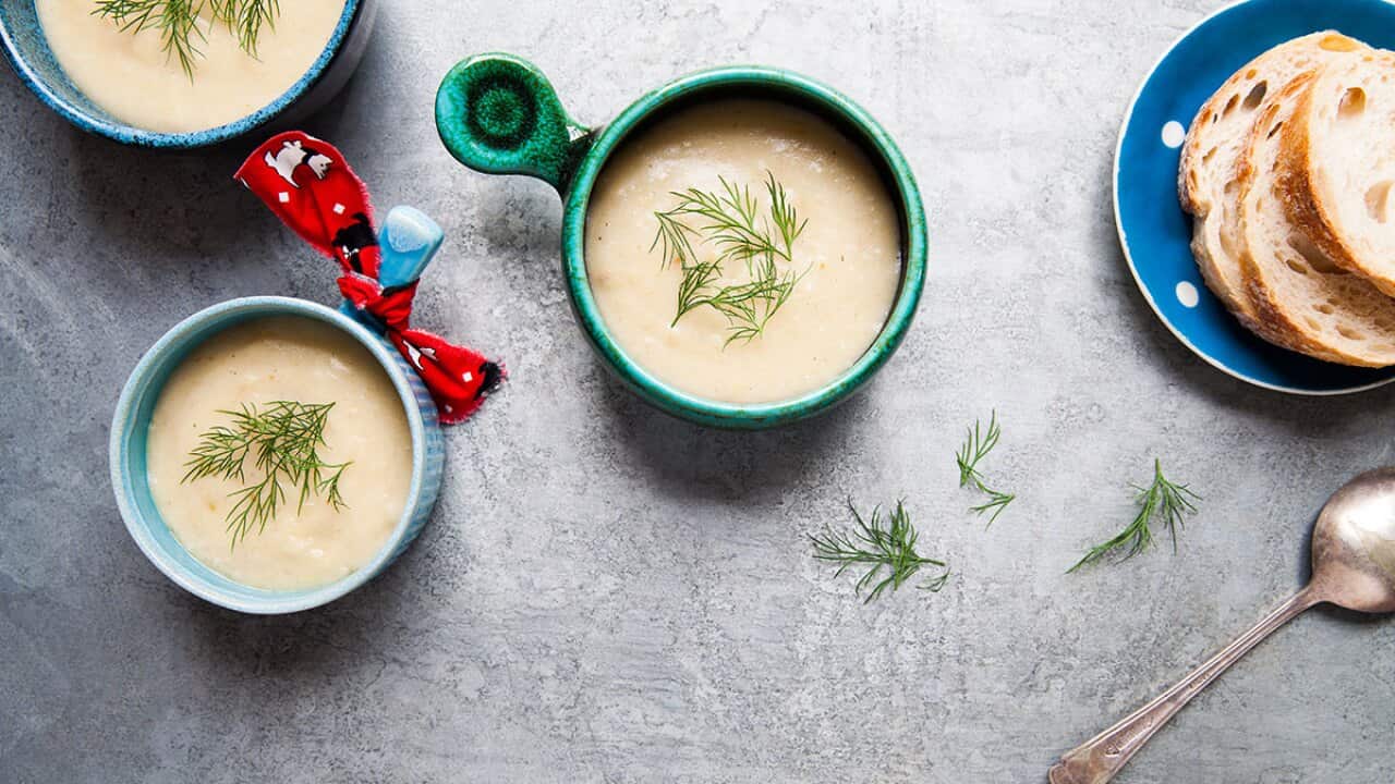 Jerusalem artichoke and chamomile soup SBS Food