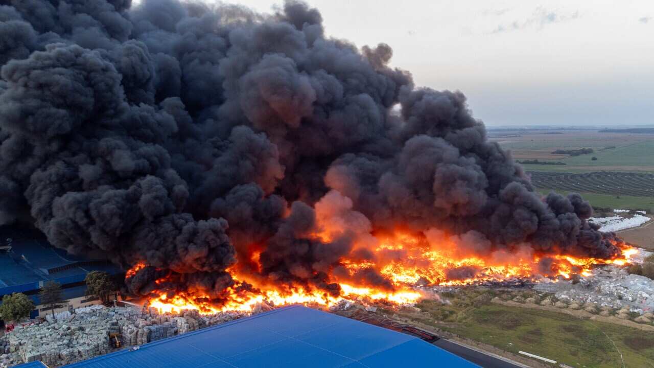 Osijek_Fire in Croatia from air