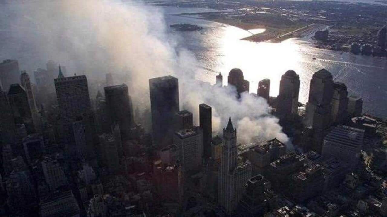 A file picture dated 15 September 2001 shows smoke continues to rise from the destroyed World Trade Center in New York, USA. On 11 September 2001