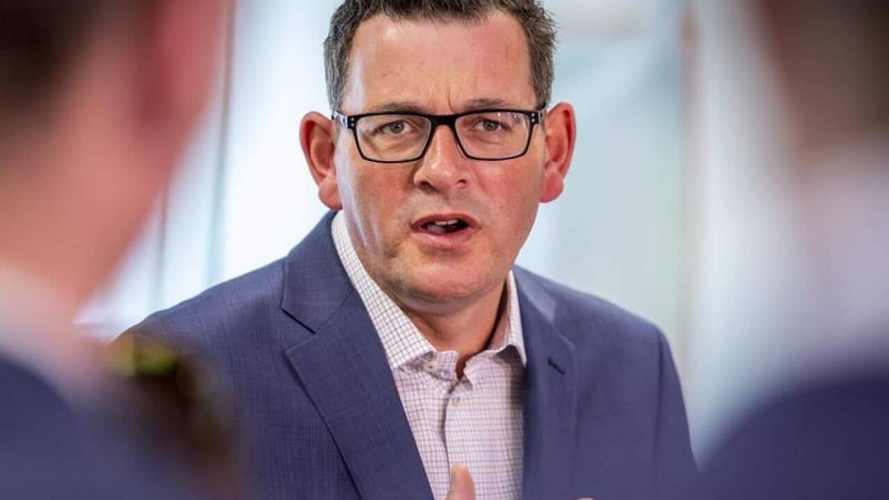 Premier Daniel Andrews speaks to the media