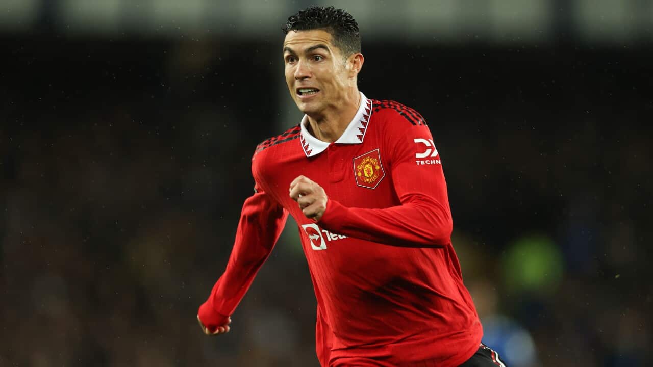 Cristiano Ronaldo of Manchester United during the Premier League match against Everton