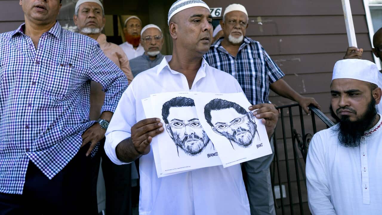 Police sketches of an assailant who killed the mosque's Imam in New York.