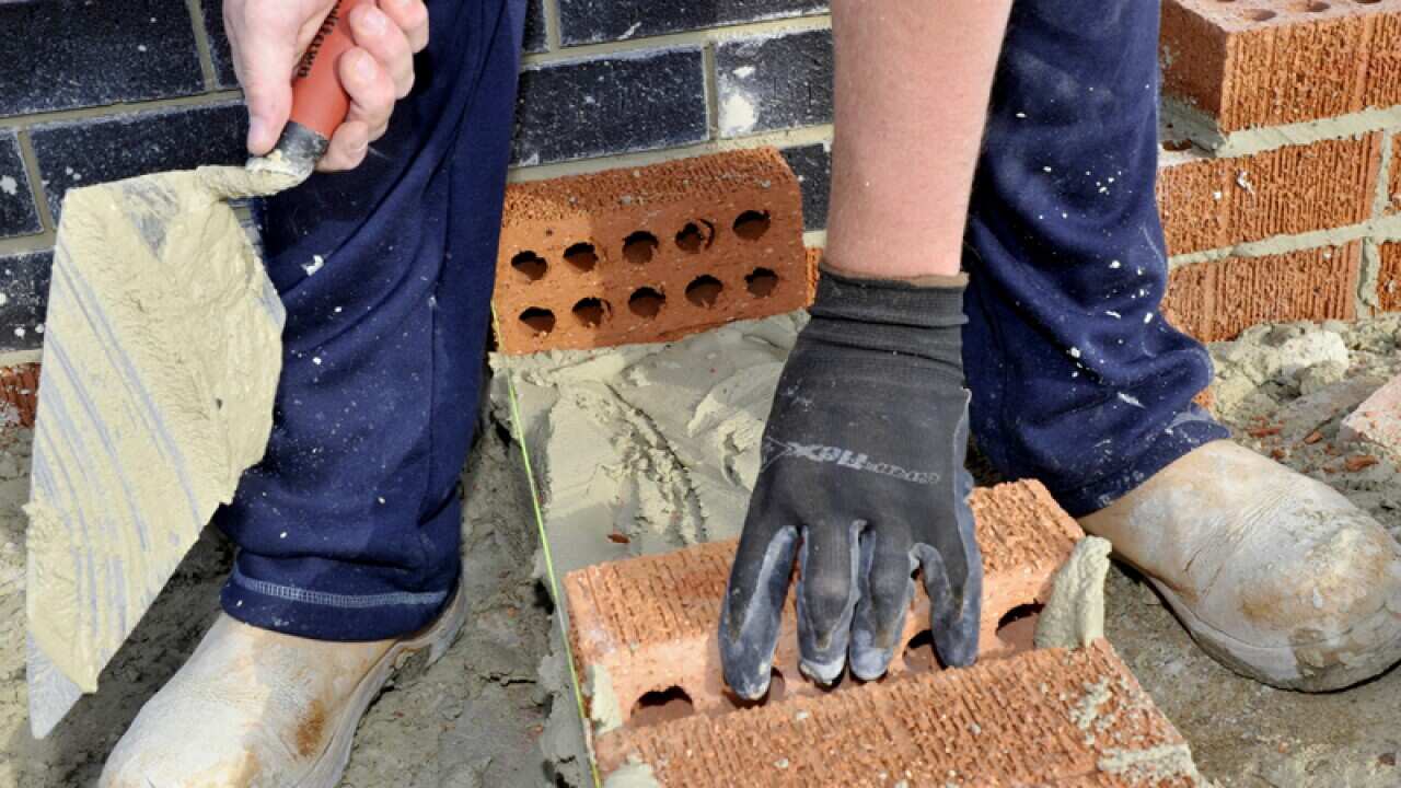 Bricklayer at work in Canberra