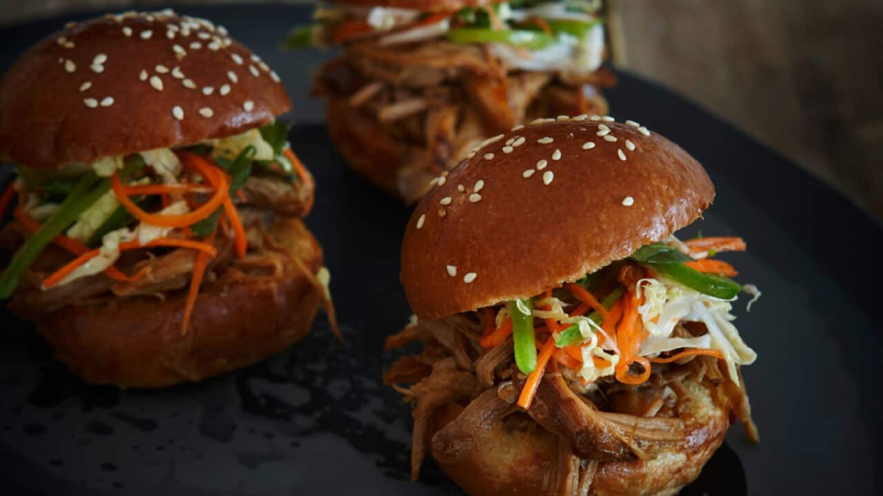 Vietnamese pulled pork sliders with Asian slaw