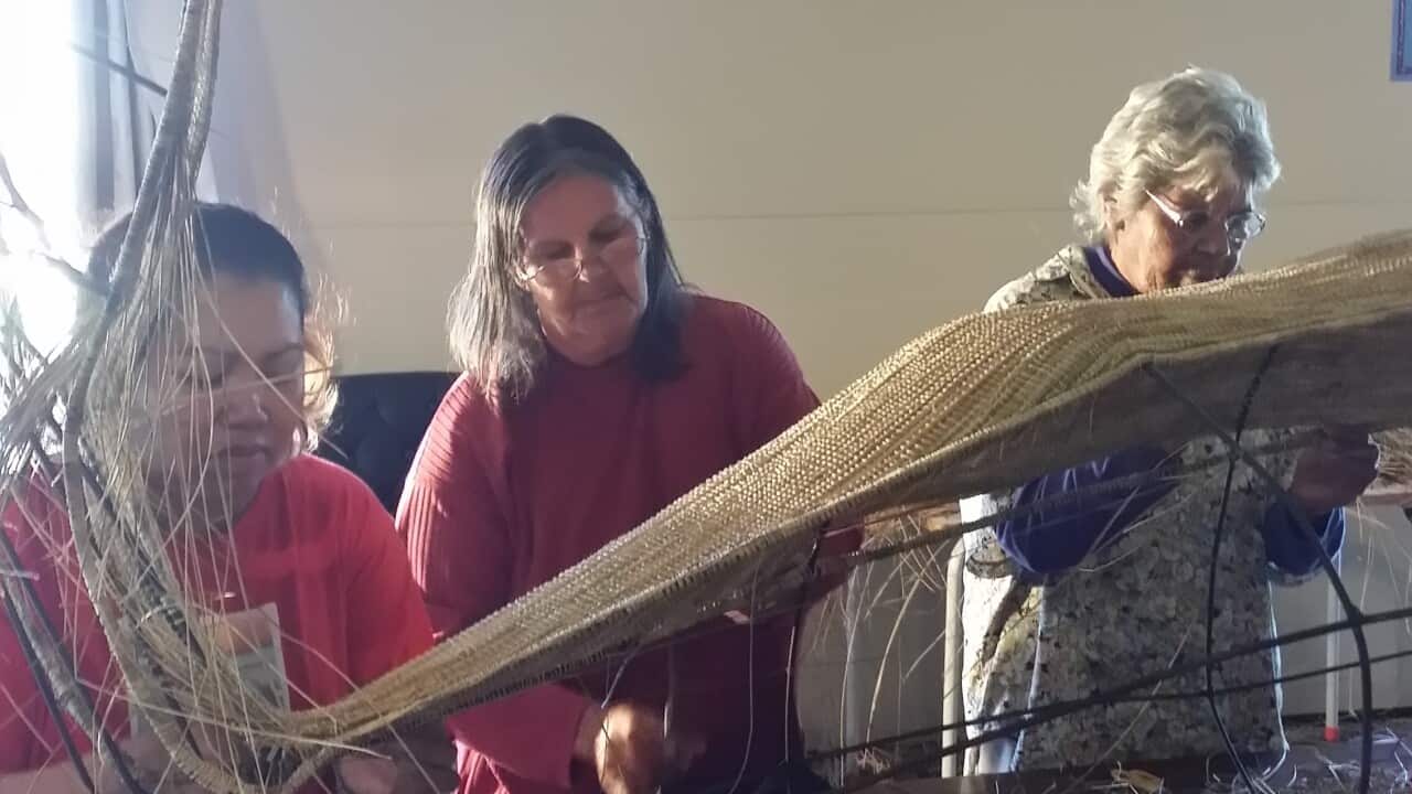 Working alongside with Elders -Fom left to right, Jelina Haines, Aunty Ellen Trevorrow (centre) and Aunty Alice Abdulla