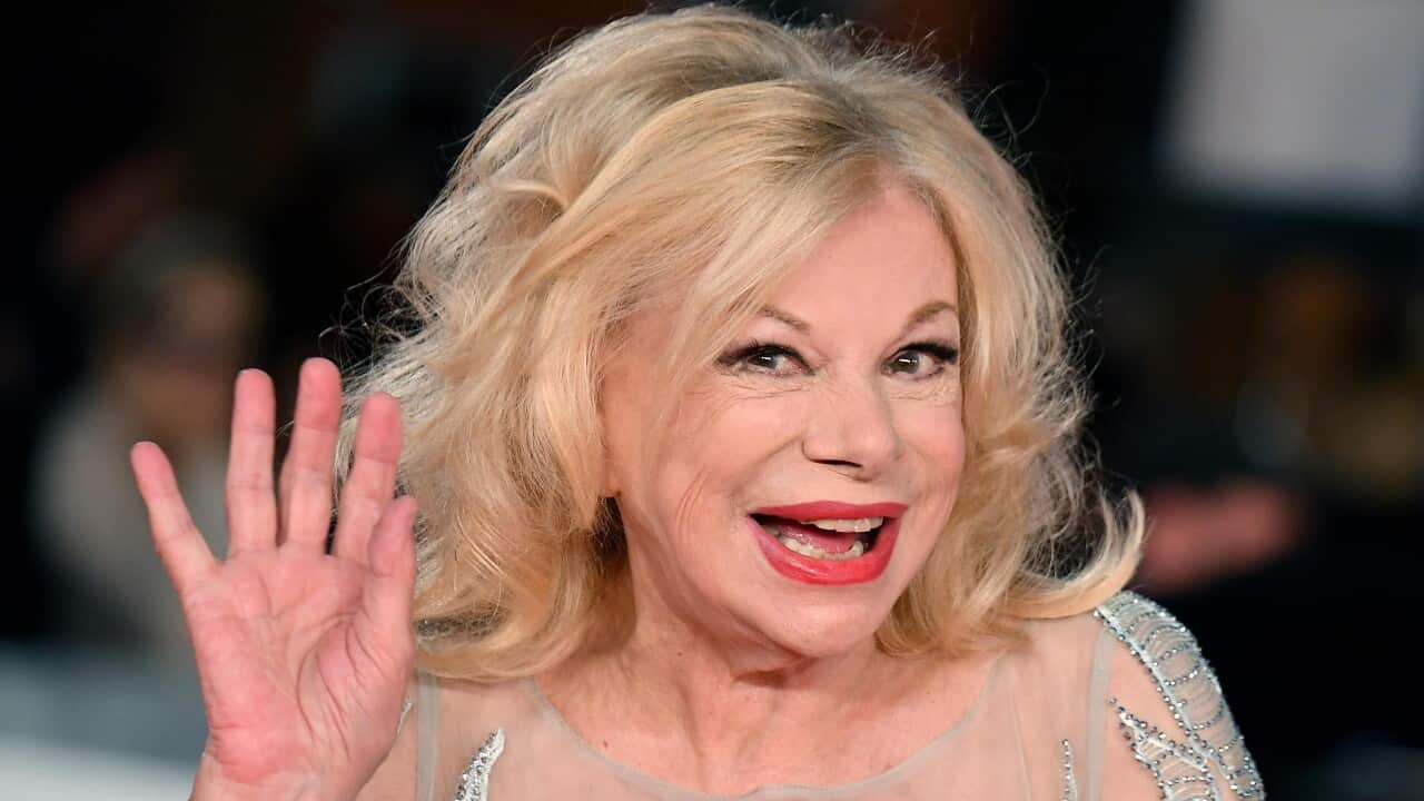 Italian actress Sandra Milo gestures as she arrives for the screening of 'Pavarotti' at the 14th annual Rome Film Festival, in Rome, Italy, 18 October 2019