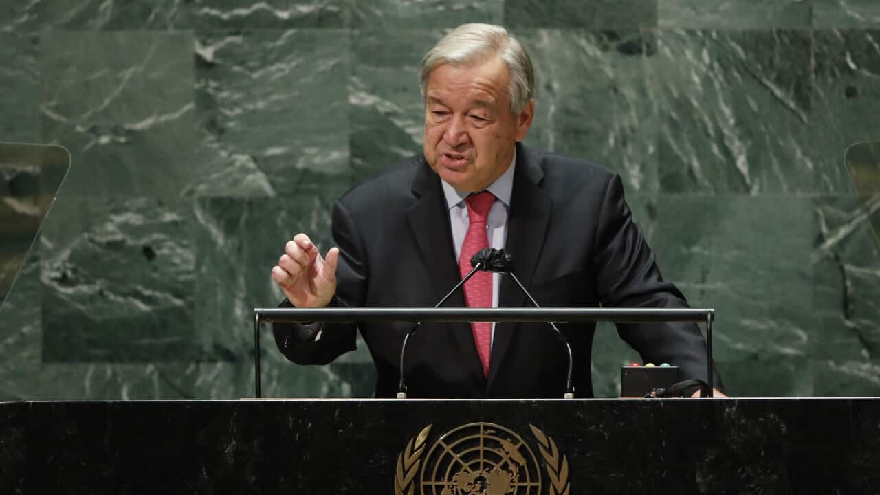 United Nations Secretary General Antonio Guterres addresses the 76th Session of the UN General Assembly