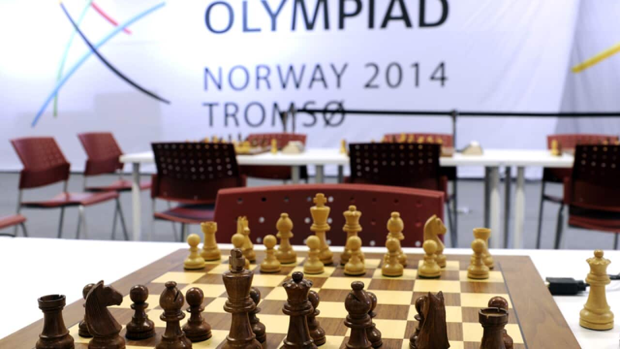chess board at the Chess Olympiad Norway 2014