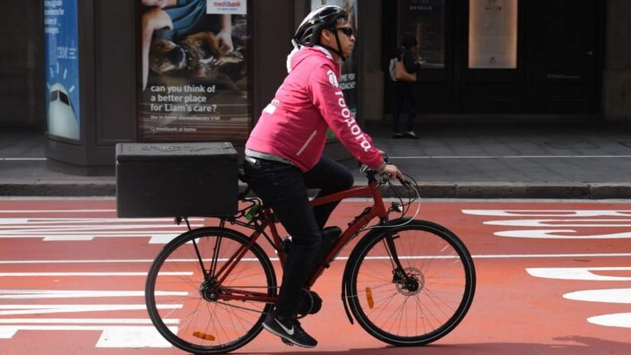 A food delivery bike rider in Sydney