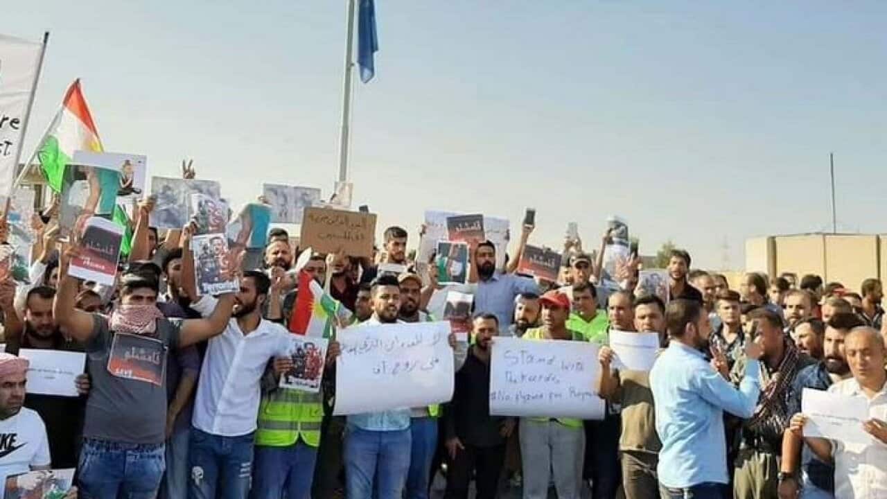 Protest in Erbil against Turkey’s military incursion into northeastern Syria