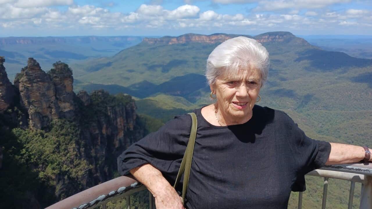 Elide Presta in 2024 in front of the Three Sisters in Katoomba.
