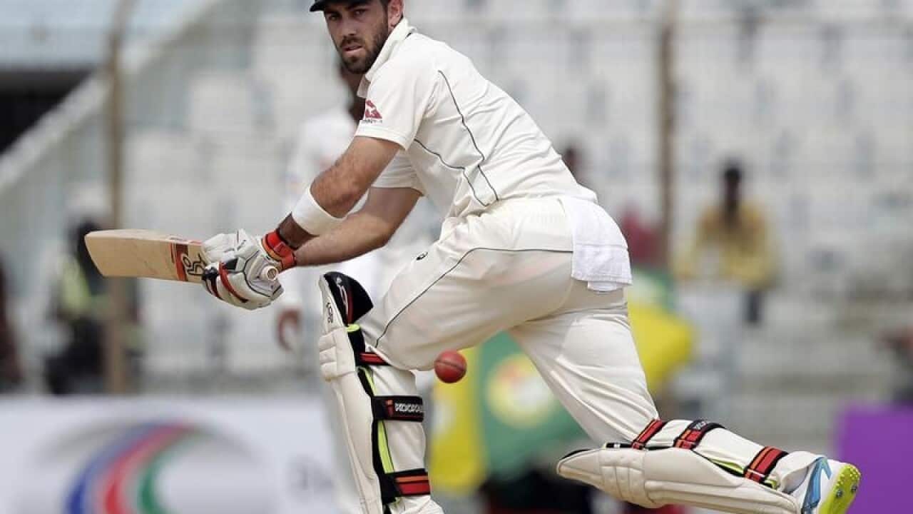 Australia's Glenn Maxwell plays a shot.