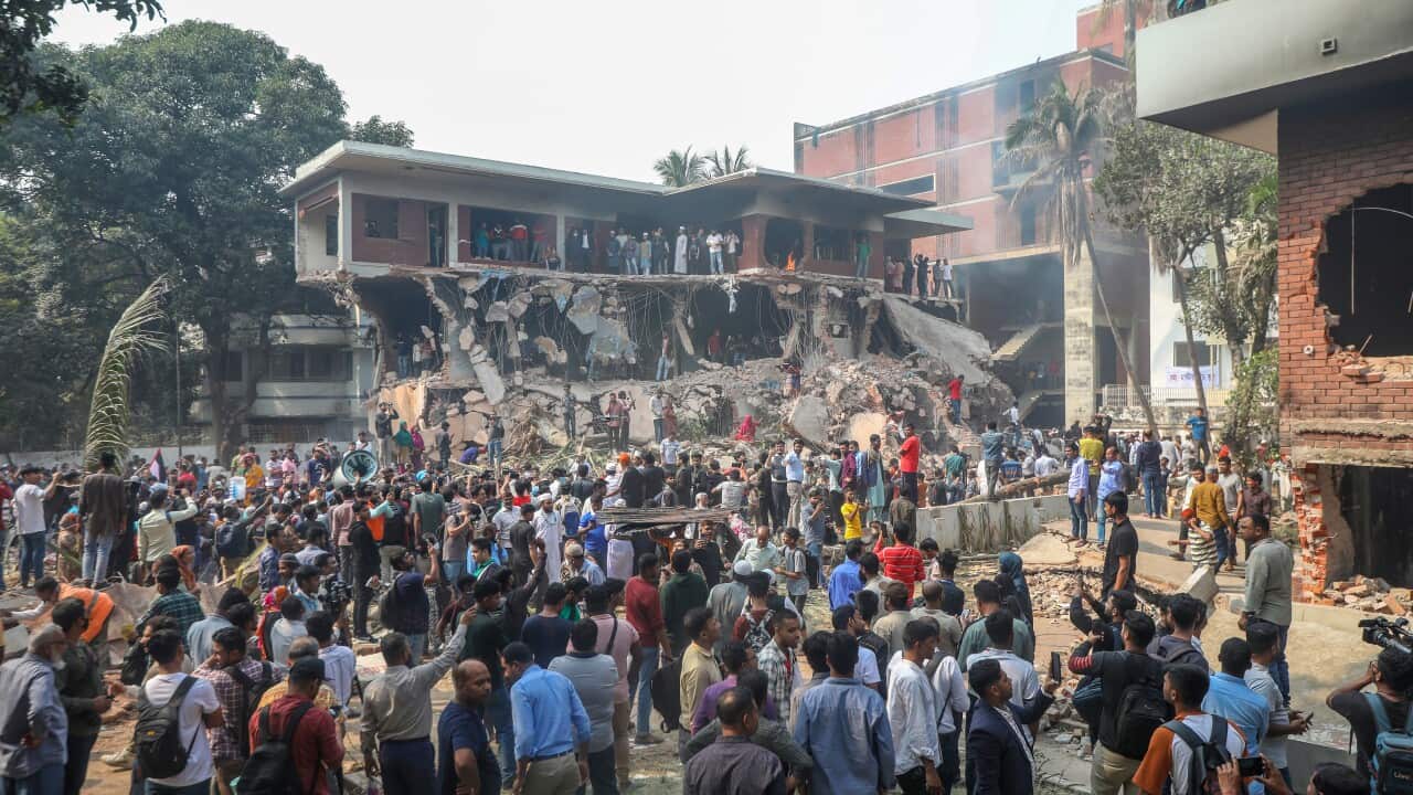 People gather at former president's vandalized residence in Dhanmondi
