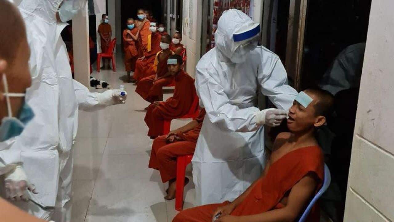 Coronavirus test for monks in Cambodia