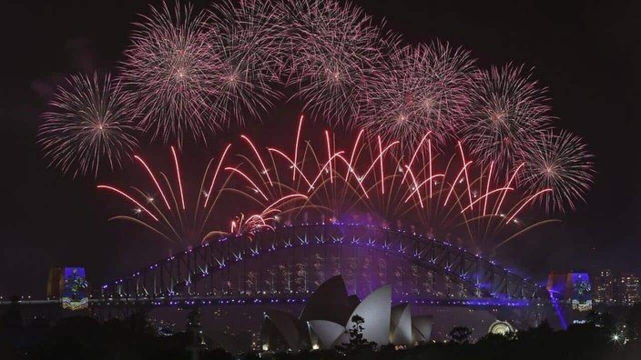 Fireworks over the Sydney Opera House and Harbour Bridge