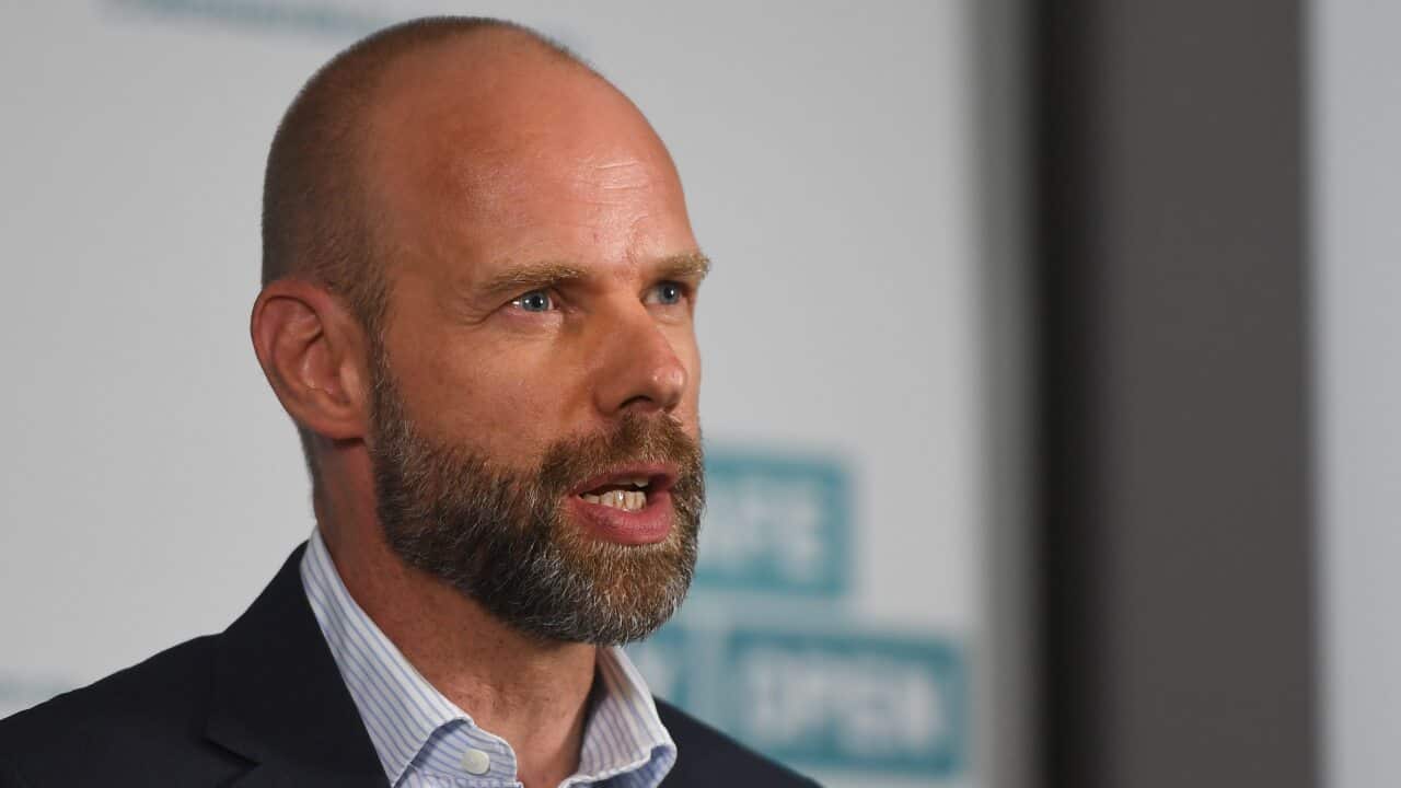 Victorian testing manager Jeroen Weimar addresses the media during a press conference in Melbourne on 31 December.
