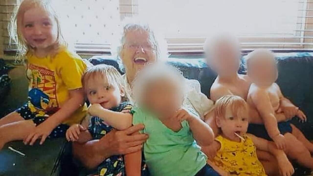 Beverley Quinn with her grandchildren (from left to right): Charlotte, Beatrix and Alice.