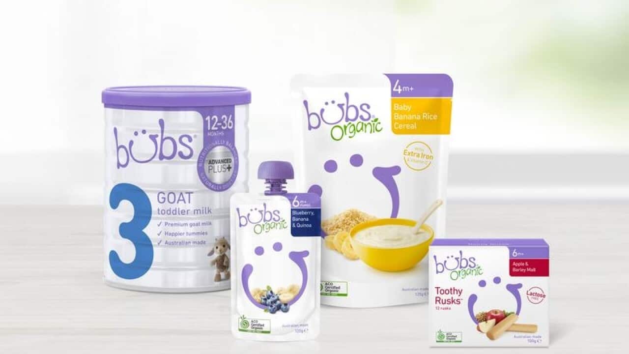 Bubs products of Goat Toddler Milk, Toothy Rusks and other products.