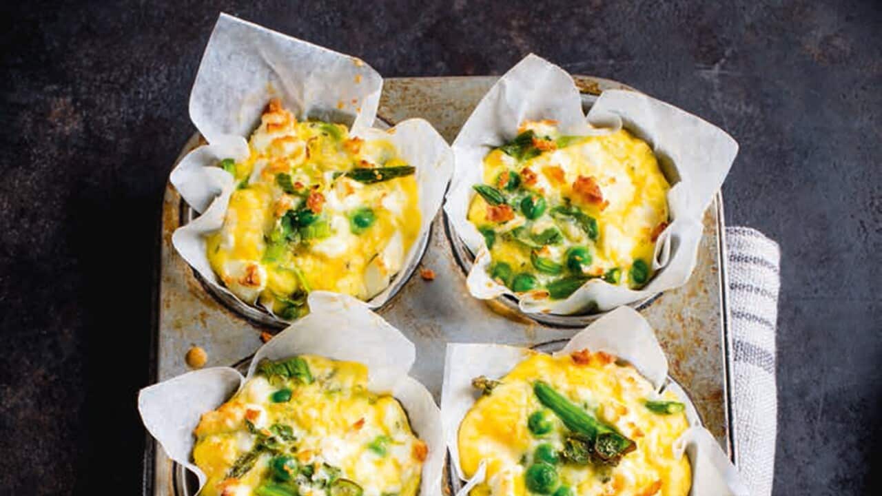 Asparagus, pea and mint frittata