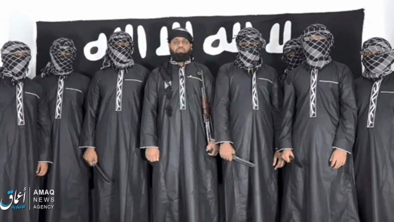 This undated image posted by the Islamic State group's Aamaq news agency purports to show the man Sri Lanka says led the Easter attack.