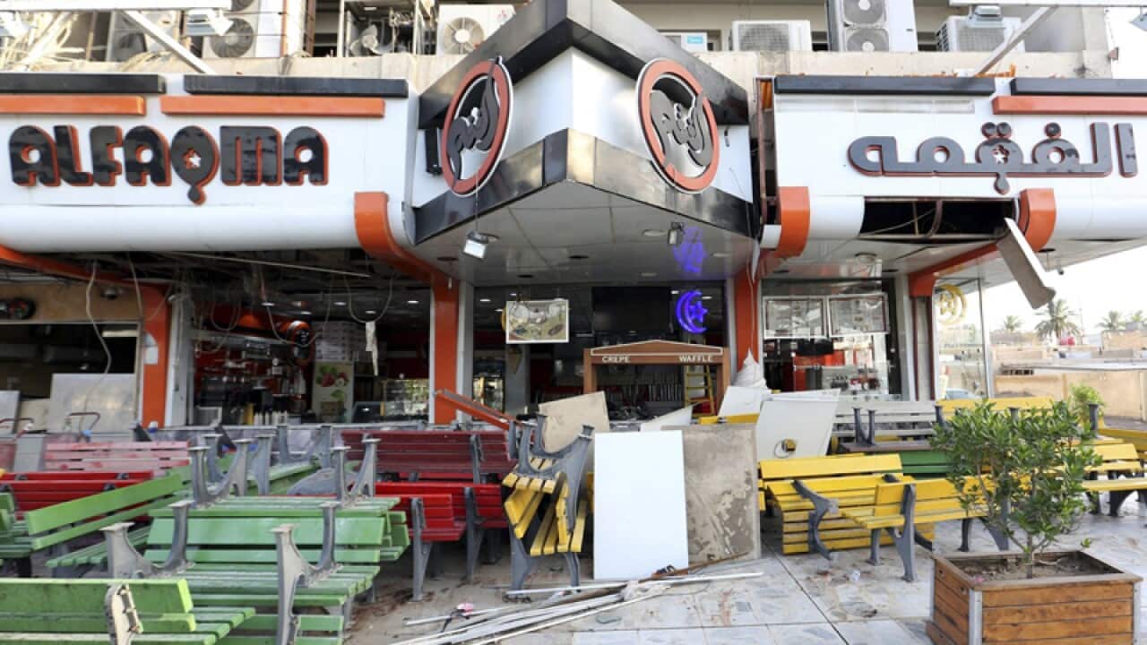 The site of a bombing at Alfaqma ice cream parlour in Baghdad
