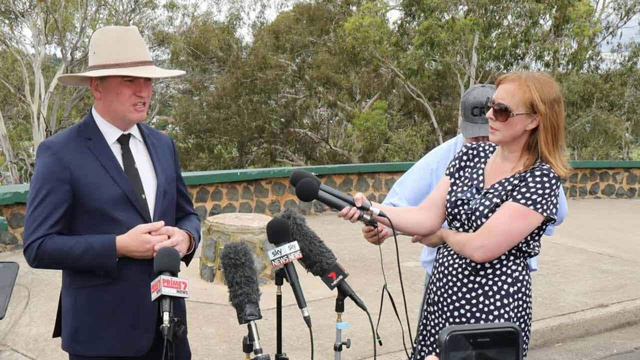 Barnaby Joyce during a press conference in Armidale, New South Wales where he resigned as Nationals leader.