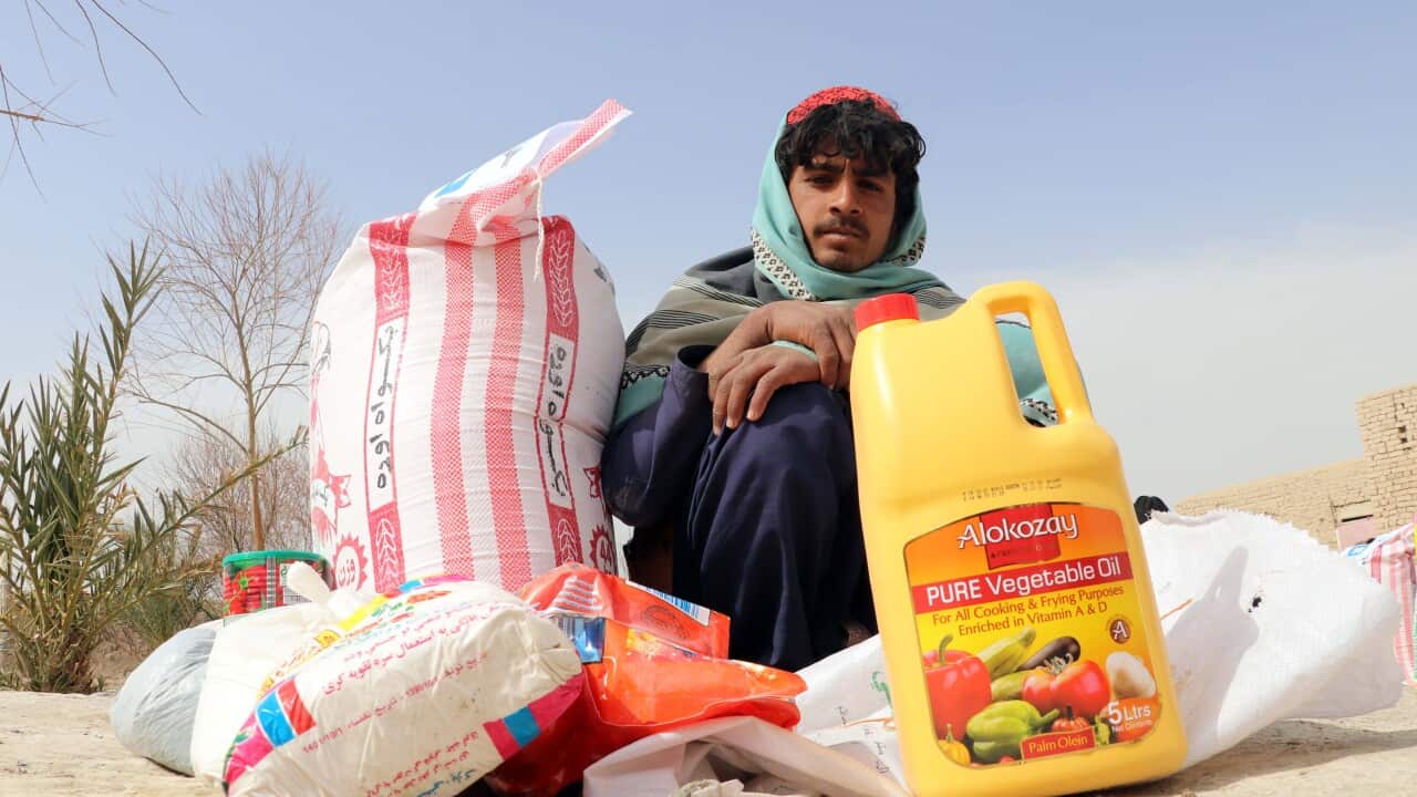 A man with food in Afghanistan