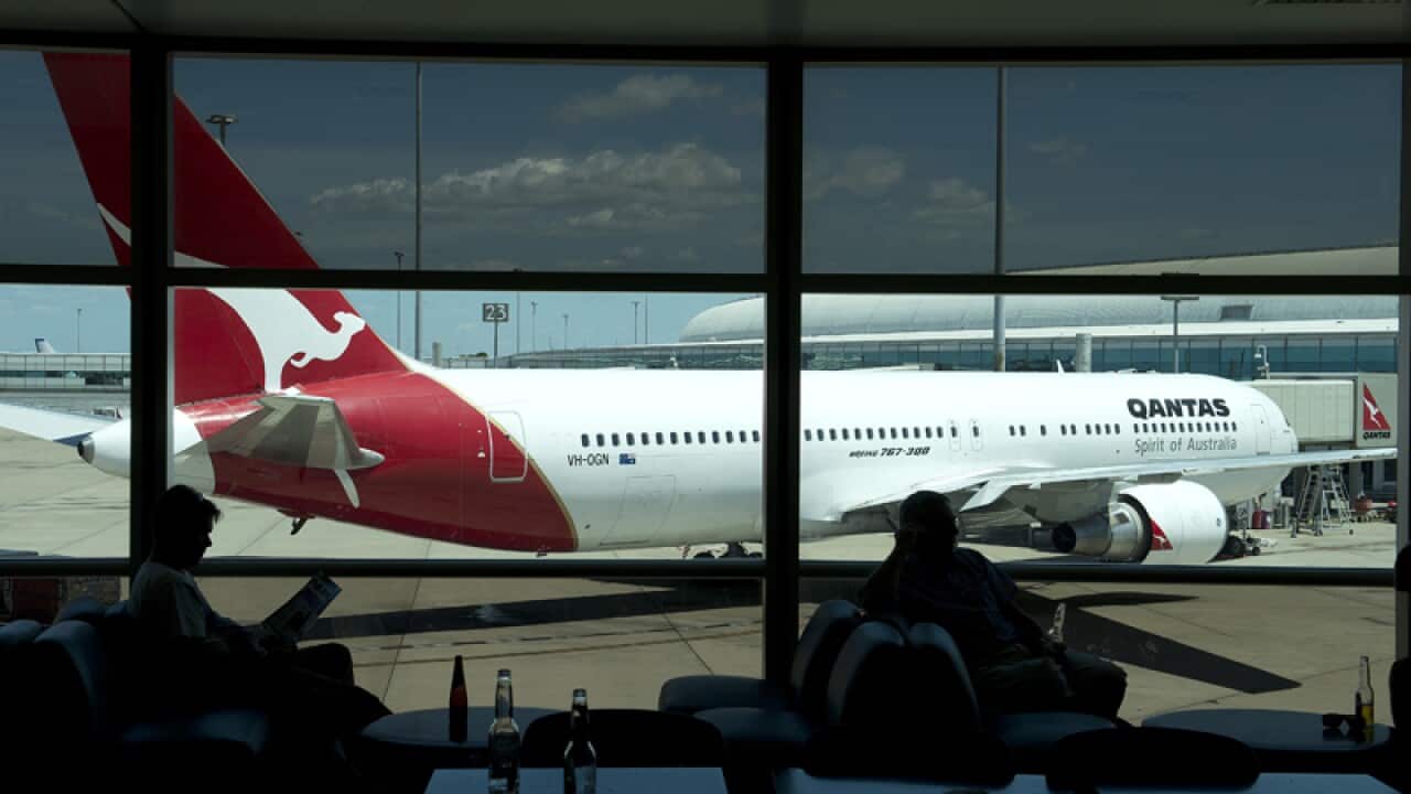 A Qantas aircraft at Brisbane airport