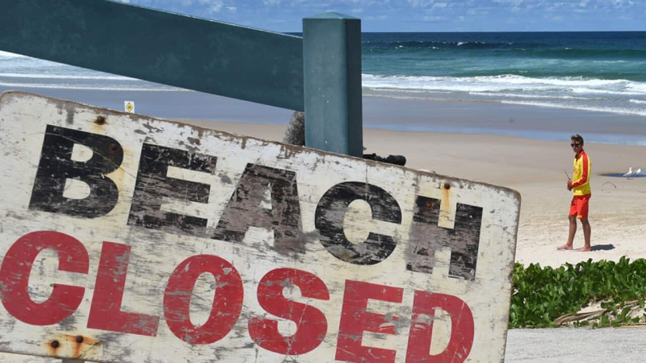 A northern NSW beach is seen closed