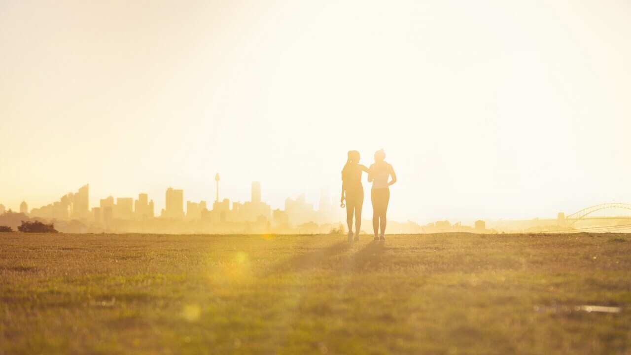 Two young women jogging in Sydney