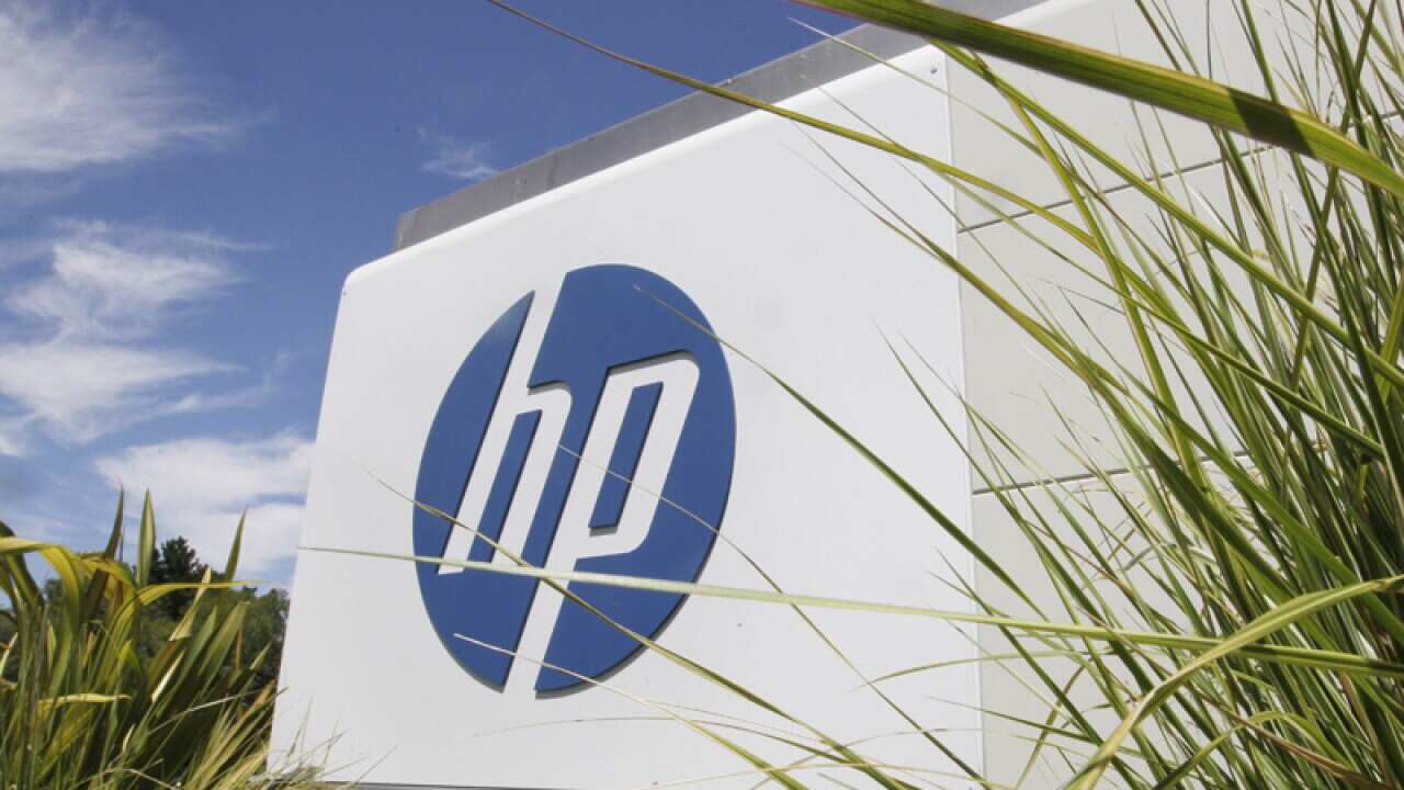 Hewlett-Packard headquarters sign.