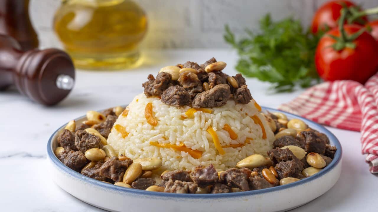 Traditional pilaf; carrot, meat pilaf, Persian pilaf. Turkish name; Acem pilavi