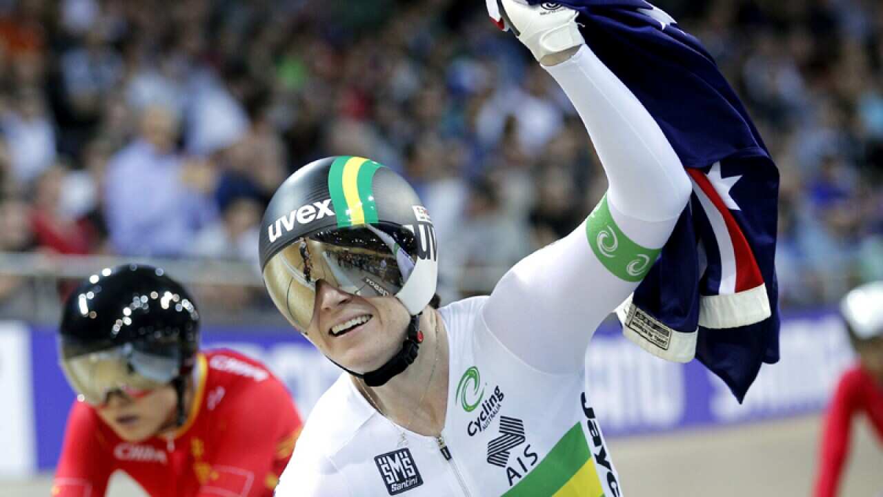 Anna Meares during the Track Cycling World Championships in Paris