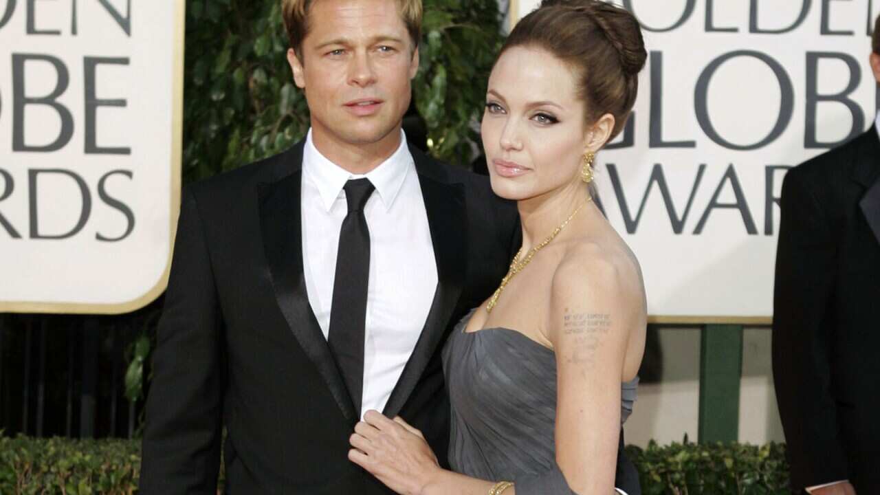 Brad Pitt, and actress Angelina Jolie arrive for the 64th Annual Golden Globe Awards in this Monday, Jan. 15, 2007