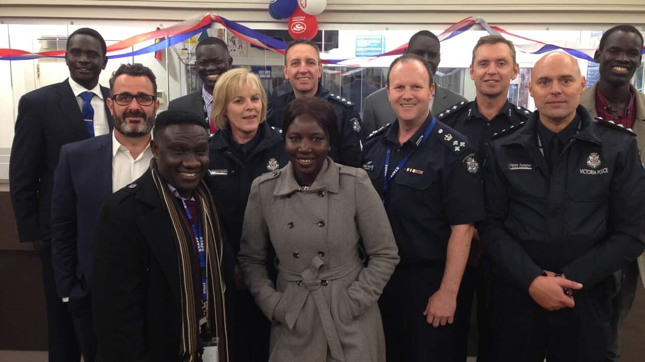 Senior police from Melbourne's northwest and leaders from South Sudanese Association of Victoria in 2016. 