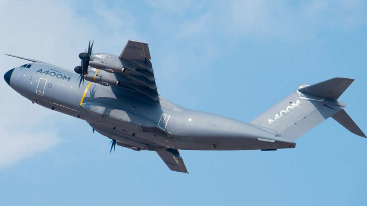An undated handout picture provided by Airbus shows an A400M plane.