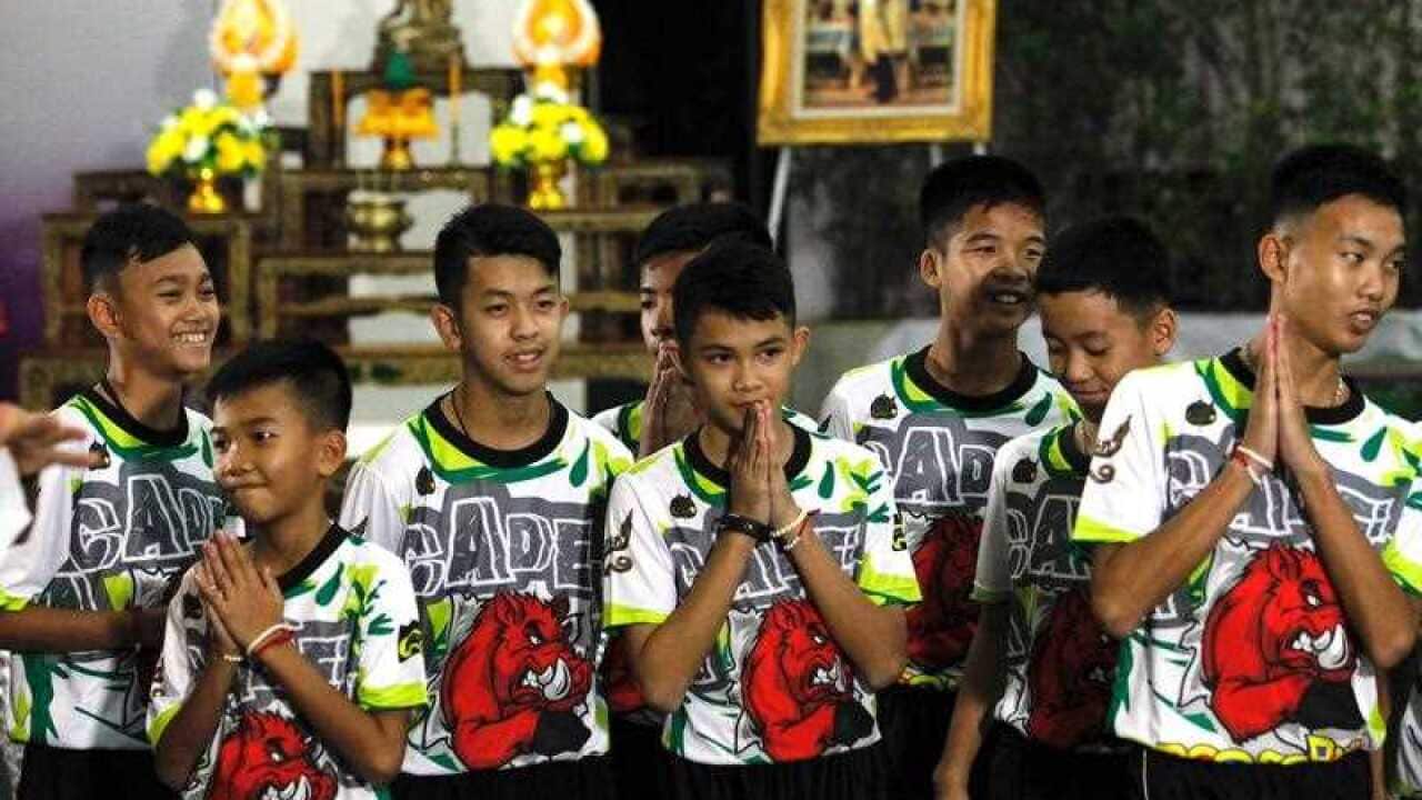 Some of the 12 members of the Wild Boar soccer team, who were rescued from the Tham Luang cave.
