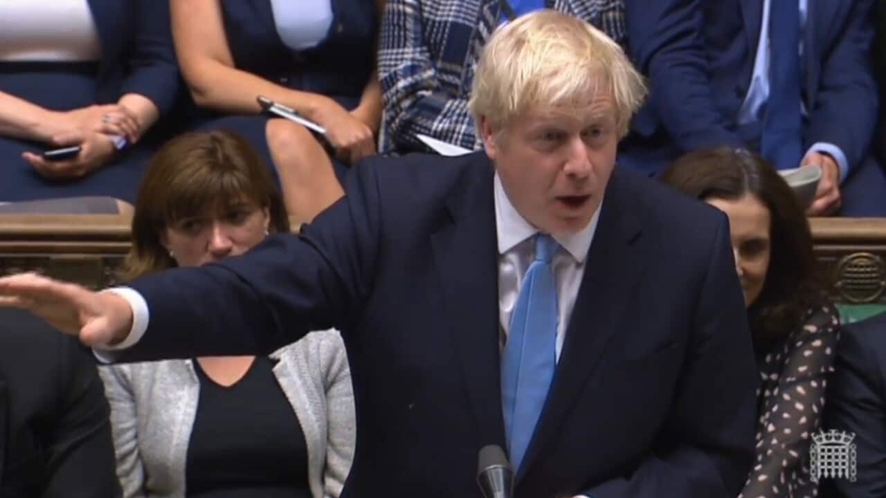 Prime Minister Boris Johnson speaking during the debate of a motion calling by the government for motion to force an early election in the House of Commons 