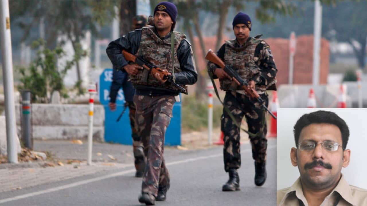Indian soldiers patrol airbase after attack