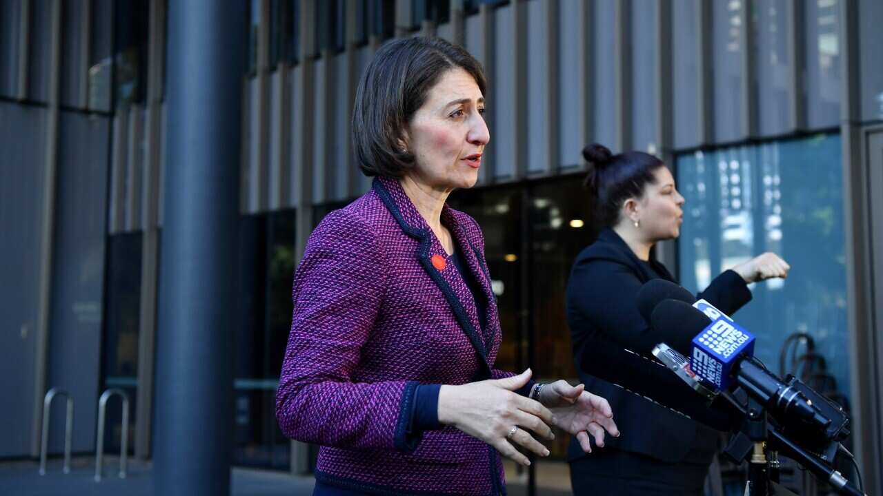 NSW Premier Gladys Berejiklian speaks to the media in Sydney