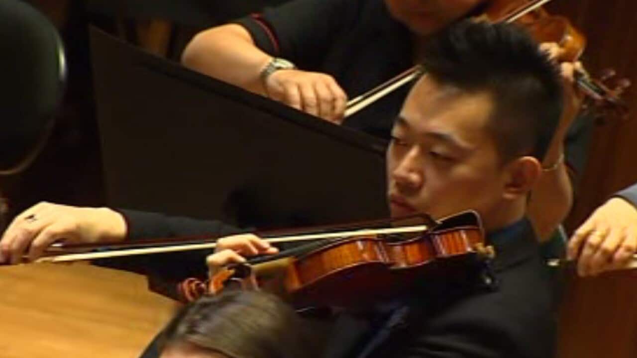 Chinese music students training with the Sydney Symphony Orchestra. (SBS)