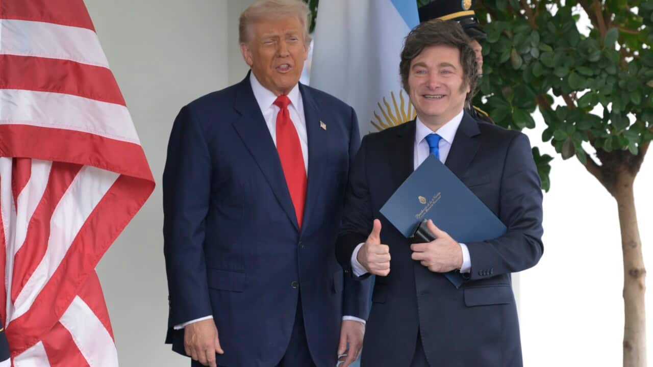 DC: Presidents Trump and Milei  hold a White House arriving
