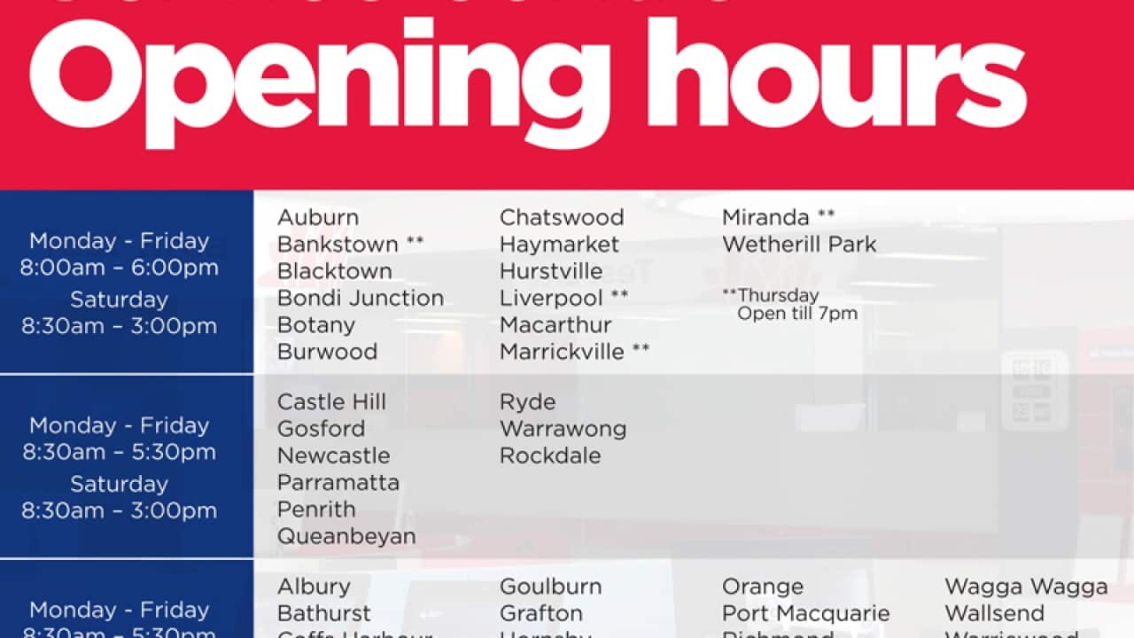 The new opening hours for Service NSW